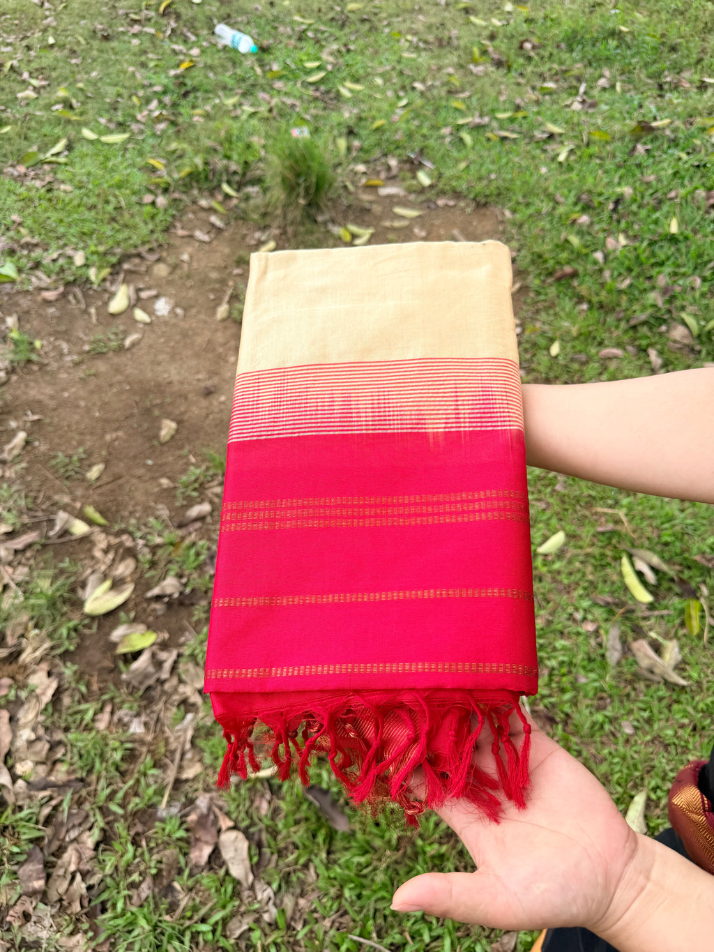 Kanjpuram Cream and Red