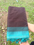 Kanjipuram Coffee Brown and Teal Blue