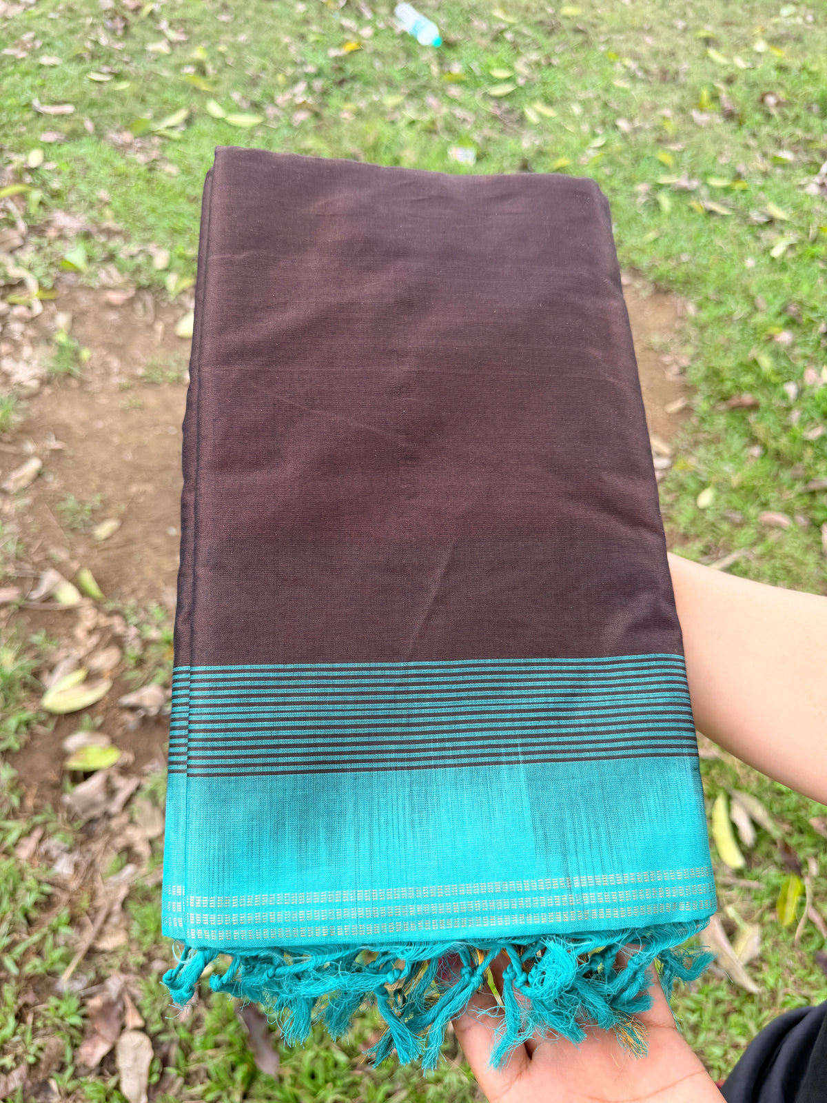 Kanjipuram Coffee Brown and Teal Blue