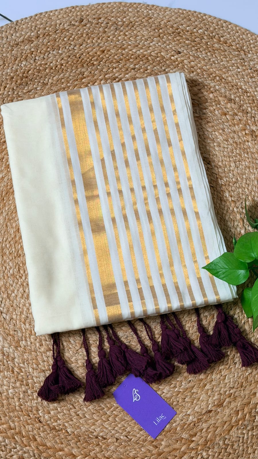Mul Cotton White with Golden Zari
