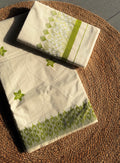 Onam - White with green printed