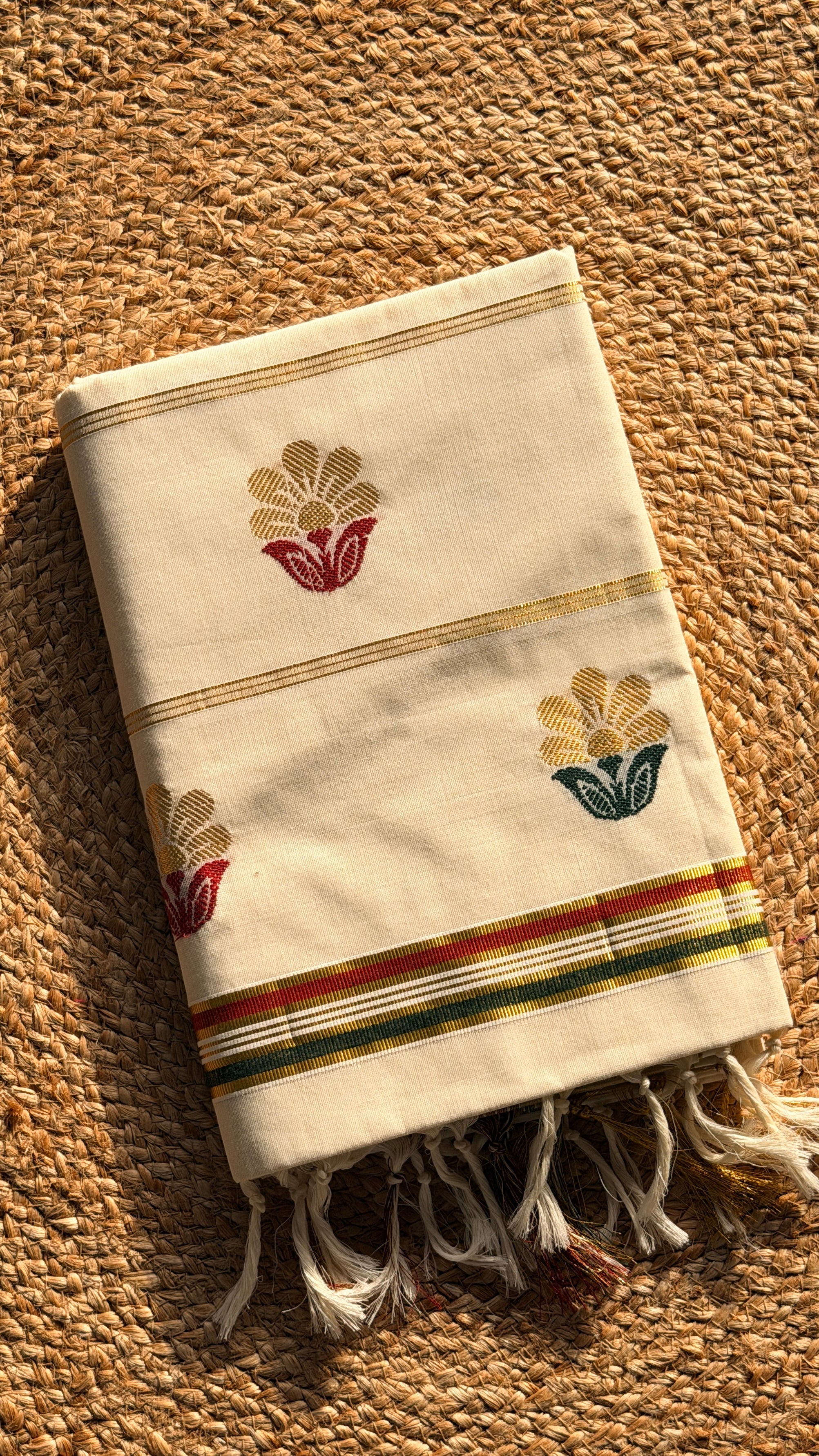 Onam - Kasavu with Multicolour