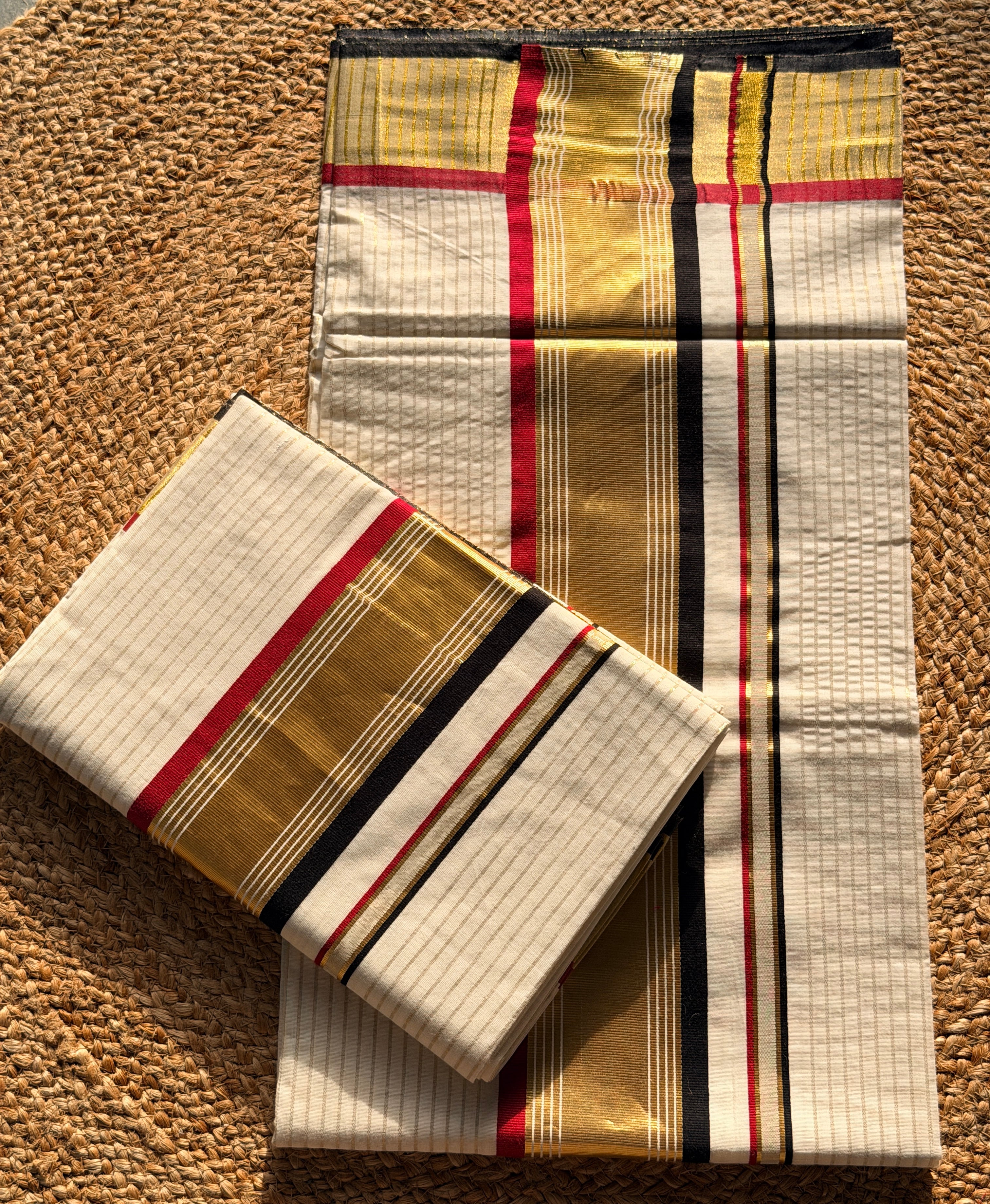 Onam - Kasavu with Multicolour Saree