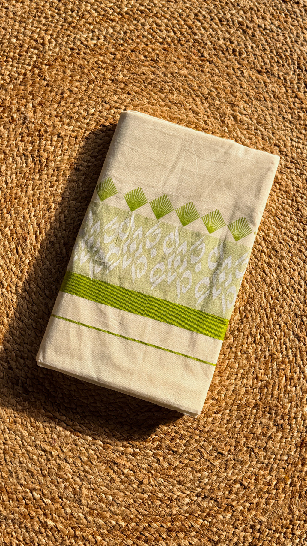 Onam - White with green printed