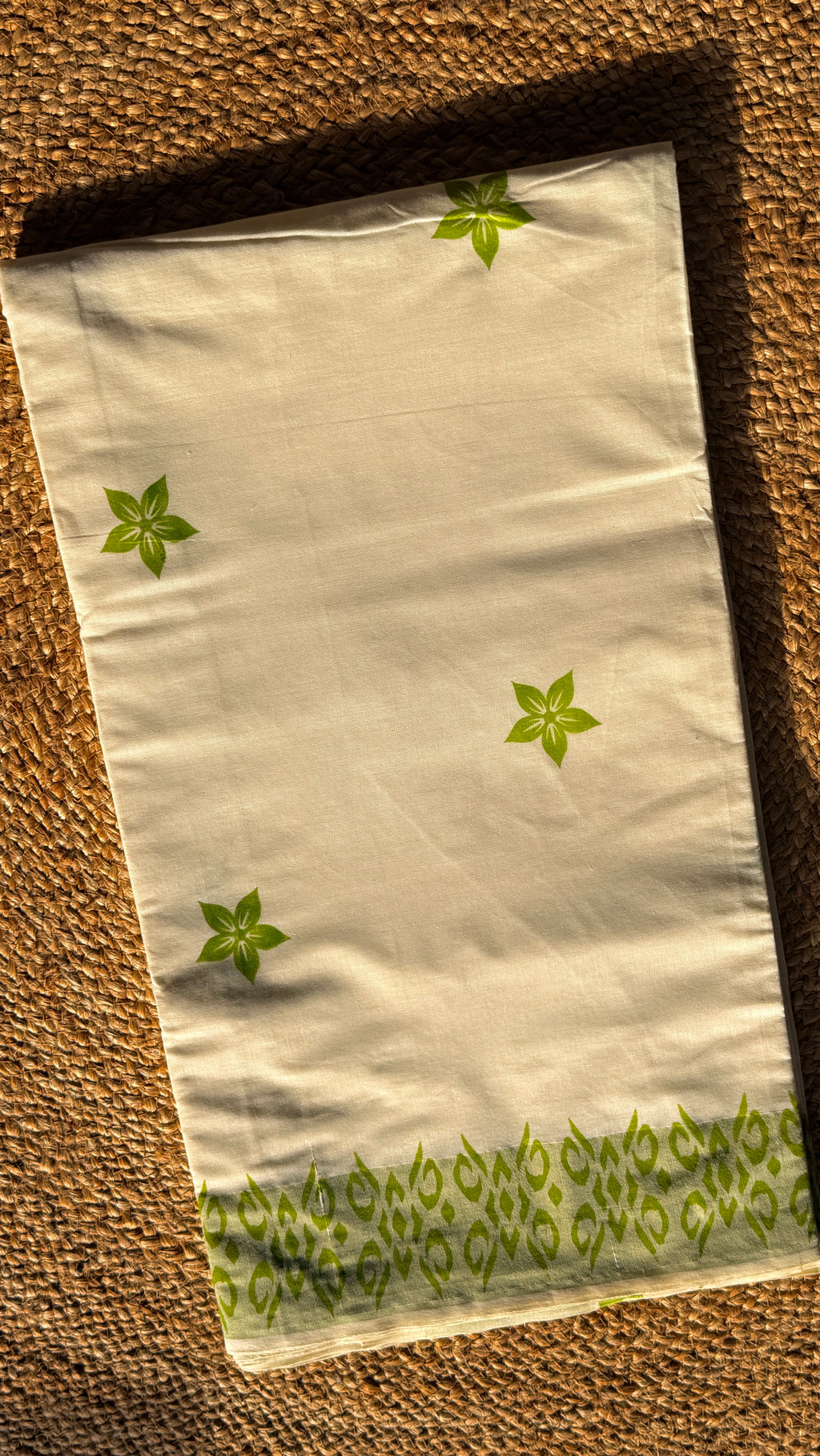 Onam - White with green printed