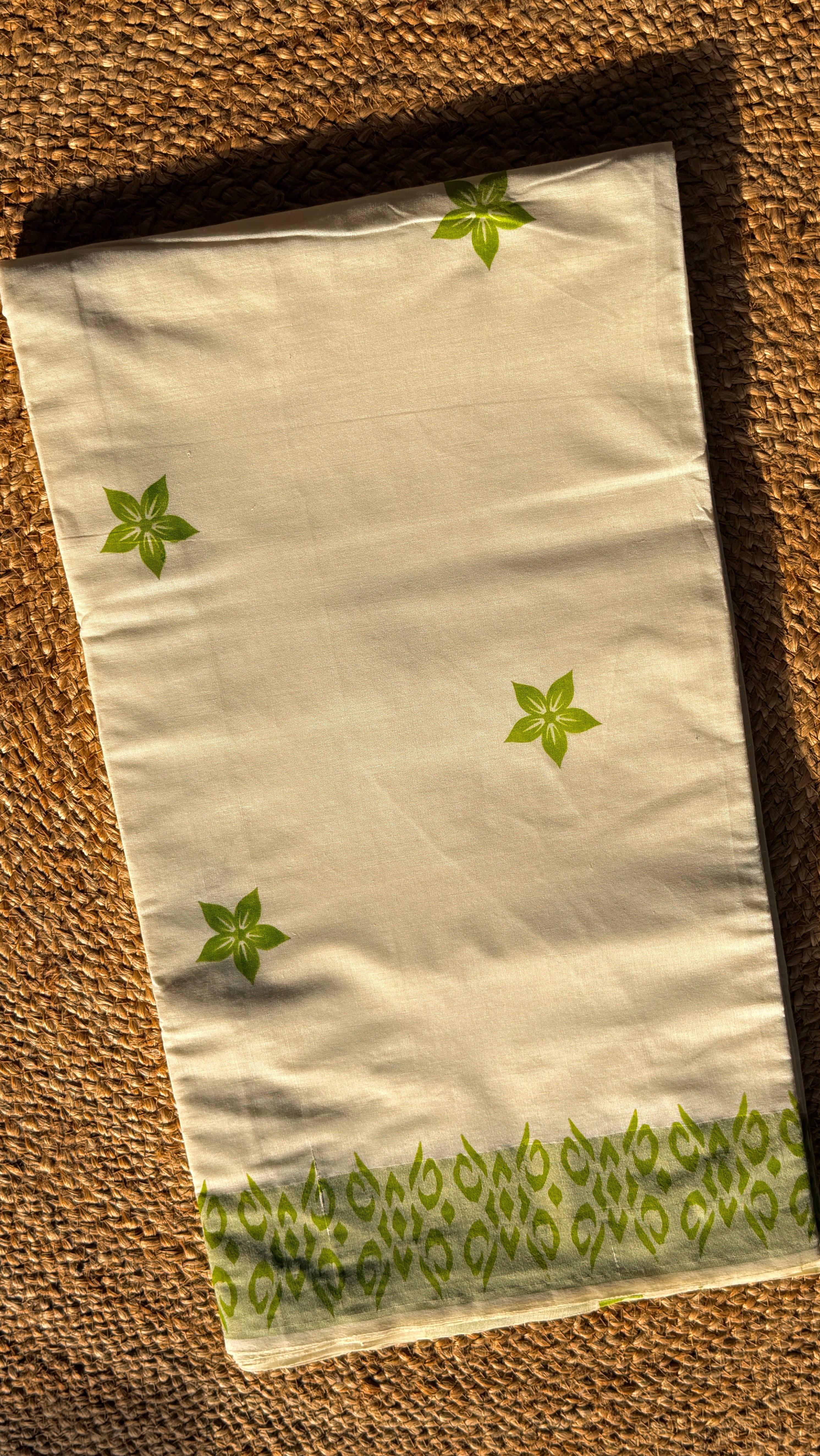 Onam - White with green printed